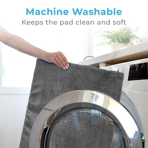 Pure Enrichment PureRelief Ultra-Wide Microplush Heating Pad - 20” x 24” XXL Size & 6 Heat Settings for Temporary Neck, Shoulder & Back Pain Relief - Moist Heat Option & Machine Washable (Gray) 6