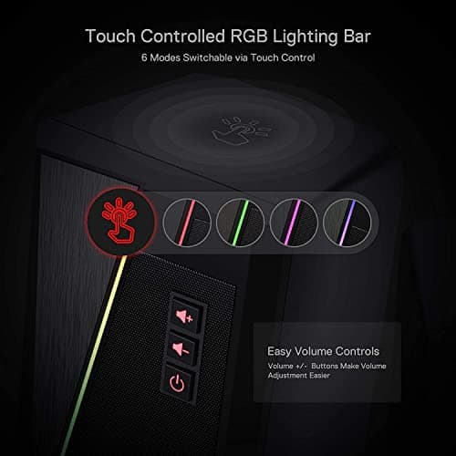 Redragon GS520 RGB Desktop Speakers, 2.0 Channel PC Computer Stereo Speaker with 6 Colorful LED Modes, Enhanced Sound and Easy-Access Volume Control, USB Powered w/ 3.5mm Cable 5