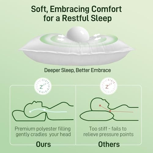 Alkyonos Hypoallergenic Bamboo Viscose Shell, Soft Queen/Standard Size Bed Pillow with Down Alternative Filling, Oeko-Tex Certified, Luxury Hotel Quality for Back, Stomach and Side Sleepers 5