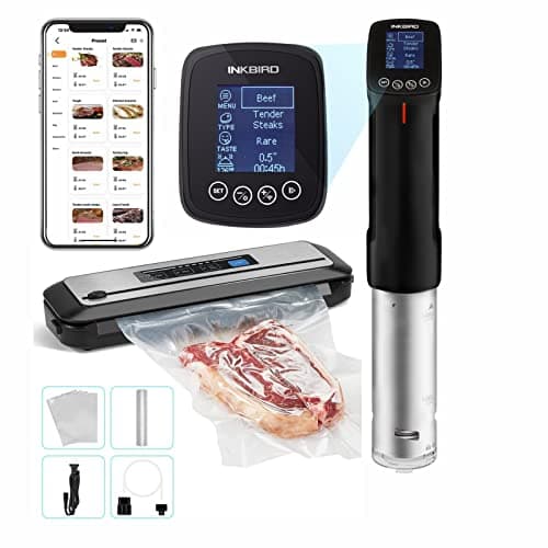 INKBIRD WIFI Sous Vide Cooker ISV-100W and Vacuum Sealer Machine | 1000W Sous-Vide Cooker Immersion Circulator with 14 Preset Recipes on APP and Thermal Immersion, Fast-Heating with Timer