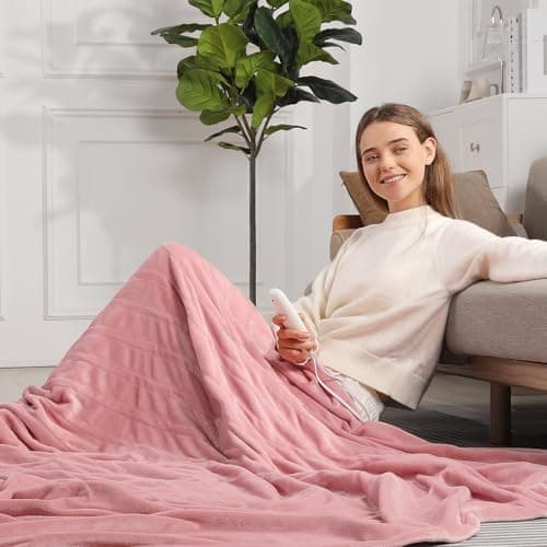 Molatink Electric Blanket Queen Size Heated Blanket 90''X84'' - Fleece Heating Blankets Washable with 5 Heating Level & 10 Hour Auto Off Dual Control Heated Blankets Pink for Winter, Great Gift Ideas 6