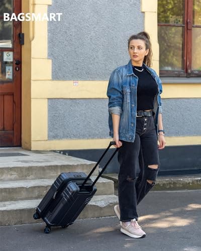 BAGSMART Expandable Carry On Luggage 22x14x9 Airline Approved, 1OO% PC Lightweight Hard Shell Suitcase, 20 Inch Travel Luggage with Spinner Wheels, Waterproof Rolling Suitcase, Gray… 8