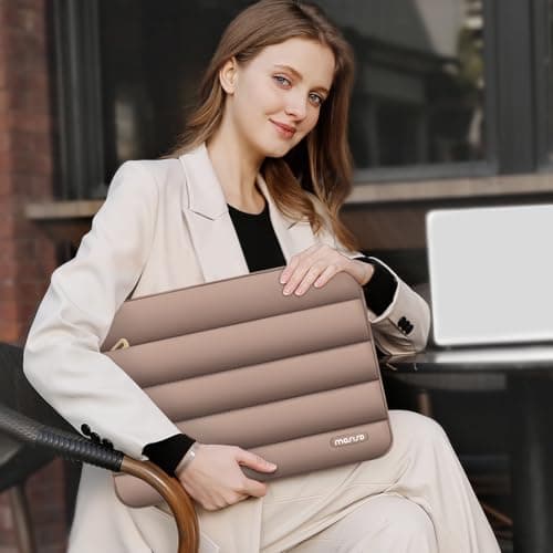MOSISO Laptop Case 13.3 inch, 13-13.3 inch Puffy Laptop Sleeve Compatible with MacBook Air 13.6 M5 M4 M3 M2 M1/Neo/Pro 13/14, HP Dell ASUS Lenovo,Polyester Horizontal Bag with Small Case, Brown 6