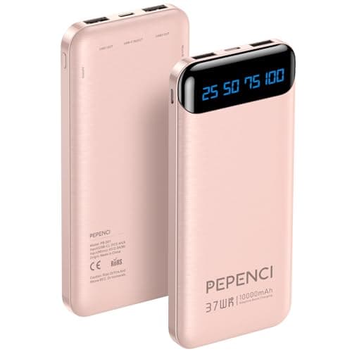 Portable Charger, 10,000 mAh Power Bank, USB C in&Out Fast Charging Battery Pack Compatible with iPhone 15/15 Plus/15 Pro/15 Pro Max, iPhone 14/13/12 Series, Samsung Galaxy etc.-Pink