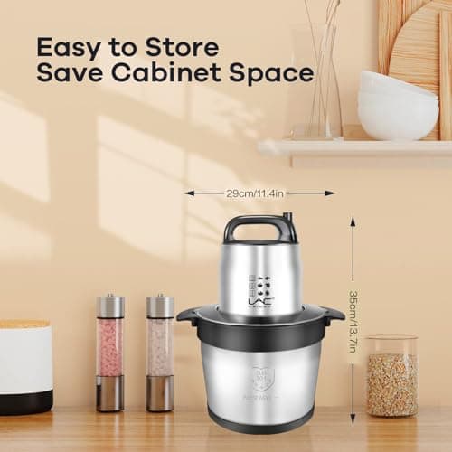 32 Cup Large Capacity Food Processors, Meat Grinder Veggie Chopper with Stainless Steel Bowl 1200W Electric,2 Speed,4 Bi-Level Bladesand Spatula for Baby Food,Meat,Onion,Vegetables,Fruits 6