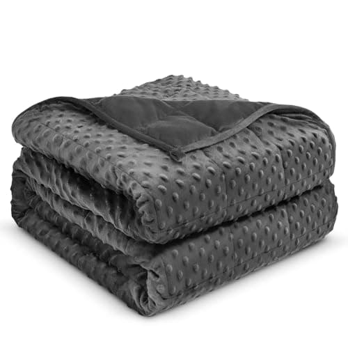 Weighted Blanket 15lbs for Adults, Ultra Soft Minky Dot Heavy Blankets for Sleep, Breathable Washable Throw Blanket with Glass Beads, 48"x72" Twin Size, Grey