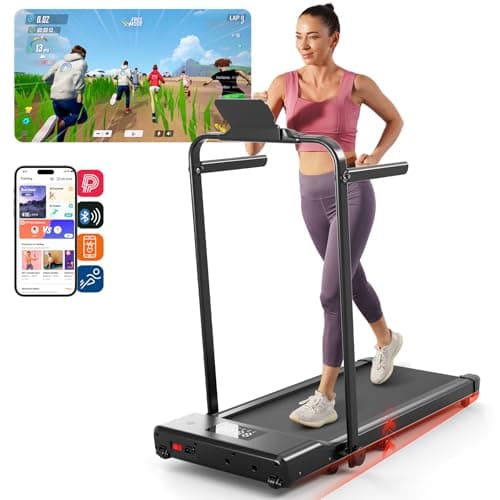 Walking Pad Treadmill with Incline and Handle Bar, 300lbs Capacity Folding Treadmills for Home Small Space 3.0 HP Under Desk Walking Pad Portable Compact Treadmill with Remote Control, APP 7