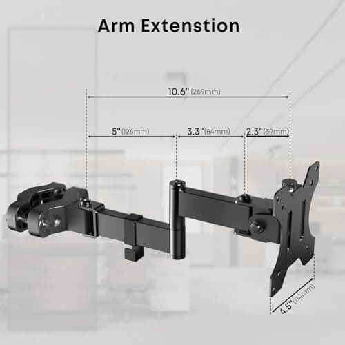 WORLDLIFT Pole Mount Monitor Arm Easy Clamp-on VESA Mount for 17"-32" Screens Supports up to 17.6 lbs Compatible with 75x75 and 100x100 VESA Perfect Solution When Wall or Desk Mounting Isn't Possible 5