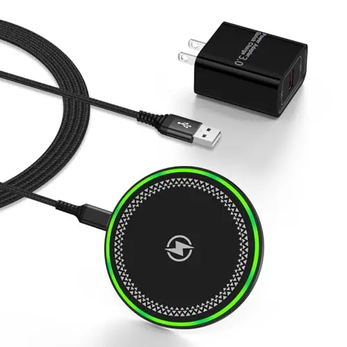 Android Charging Pad Wireless Charger Pad Phone Station Fast Charging for Samsung Galaxy S25 Ultra S24FE S24 Ultra Plus S23 Ultra S23FE S22 Ultra S21, Pixel 9 Pro, iPhone 16 Pro Max, with 18W Adapter