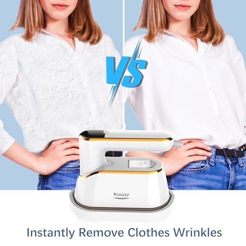 Portable Travel Steamer Iron for Clothes with LCD Display - 4 Mode Handheld Mini Clothing Steam Iron, 1200W Small Garment Steamer, Hand Held Fabric Steamer for Home, Dorm, Travel (120V ONLY)(White) 5