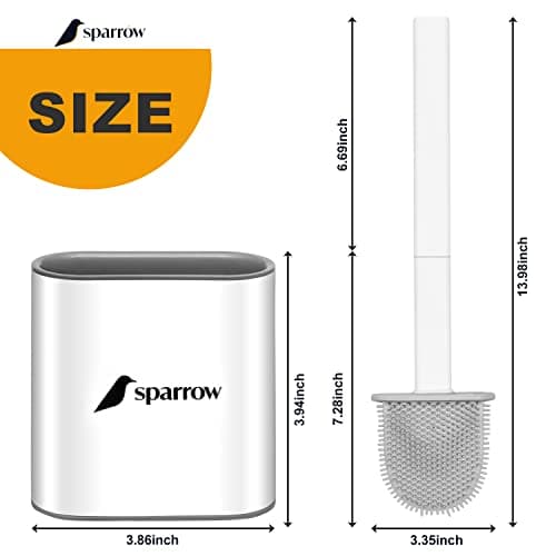 Sparrow Quick Drying Silicone Toilet Brush & Holder - Bathroom Accessory 7
