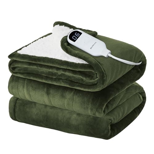 Bedsure Electric Blanket Full Size - Soft Flannel Heated Blanket, Fast Heating with 10 Time Settings & 6 Heat Settings, Warm Gift for Grandma (72x84 inches, Olive Green)