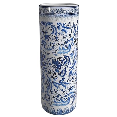 Red Lantern 24" Floral Blue & White Porcelain Umbrella Stand 6