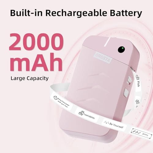 ORGSTA Label Maker, S001 Portable Bluetooth Label Maker Machine with Tape, Thermal Label Printer for Home, Office, School Organization, Wireless Mini Labeler Machine, Pink 6