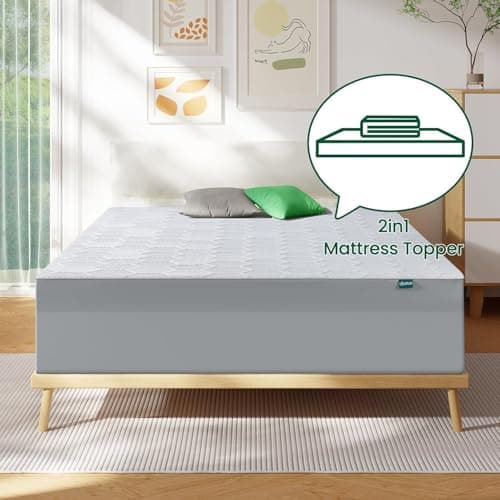 VISCOFLEX Extra Firm Mattress Topper Full Size, 4 Inch High Density Support Foam with Washable Protector, Charcoal Bed Topper with Ventilated Design for Back Pain&Pressure Relief,CertiPUR-US 7