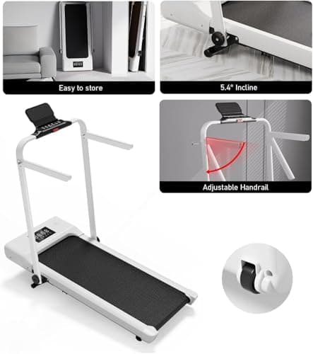 DeerRun Foldable Walking Pad Treadmill for Home & Office, Under Desk Walking Pad Treadmill with 9% Manual Incline and Handlebar, 0.6–7.5 MPH, 300 lb Capacity, App & Remote Control 6