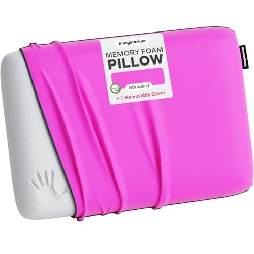 Imaginarium Memory Foam Pillow for Bed - 16" x 24" Standard – Fun Decorative Colorful Pillow for Sleeping - Back, Stomach & Side Sleepers – Includes Cooling Cover (Party Pink)