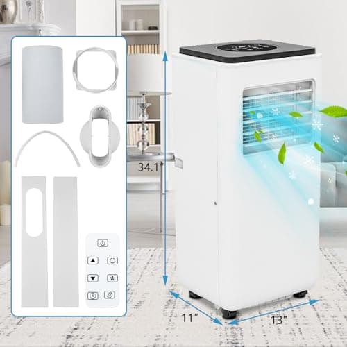 GarveeTech 8000 Btus Portable Air Conditioner, 3 in-1 Standing Air Conditioner with Air Cool & Dehumidifier & Fan Modes, Floor AC Unit or Room Up to 300 Sq. Ft, Portable AC with Remote Control 7