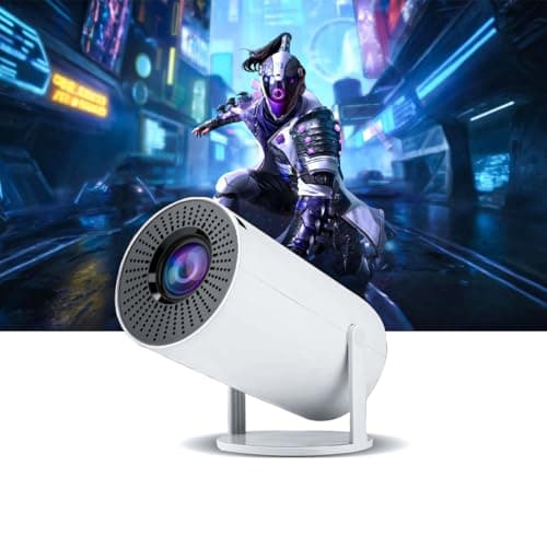 HY300 Mini Projector,Ceiling movie projector ，Manual focusing, Compact Design for Home Theater, Outdoor Movies, Presentations, and Gaming. (white)