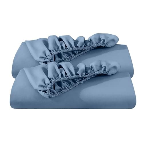 Bare Home 2-Pack Fitted Bottom Sheets Short Queen - Premium 1800 Ultra-Soft Wrinkle Resistant Microfiber - Deep Pocket (Short Queen, Coronet Blue)