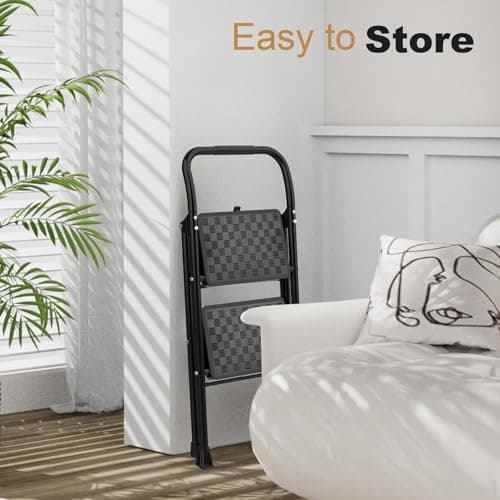 HBTower 2 Step Ladder, Step Stool for Adults,2 Step Ladder Folding Step Stool with Wide Pedal Ergonomic Design 5