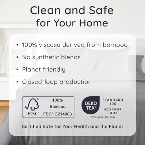 Bambaw 100% Viscose Derived from Bamboo Fitted Sheet Only, Soft Fitted Sheet Queen Size, Cooling Fitted Sheet with Straps, Deep Pocket Bottom Queen Fitted Sheet Only Fits Up to 16’’ (Dark Gray) 6
