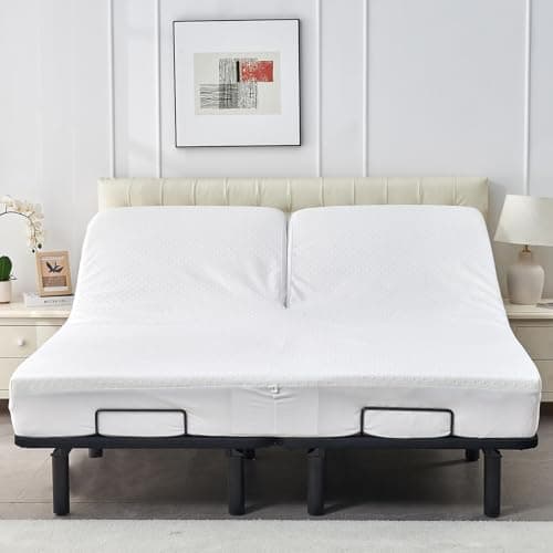 Bamboo Viscose Cooling Split Top King Mattress Protector for Adjustable Bed with Upper Flex Waterproof Fitted Sheet Style Matress Cover 32-34" Split from Head 6