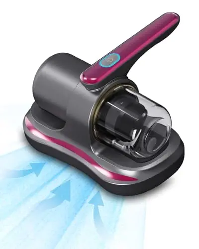 FABiFH Mattress Vacuum Cleaner, Cordless Bed Vacuum Cleaner with UV Light Sanitizing, Ultrasonic & Heating Tech with 2 PCS HEPA Filters, 2 Speeds Handheld Vacuums for Mattress Sofa, Pet Hair, Carpets