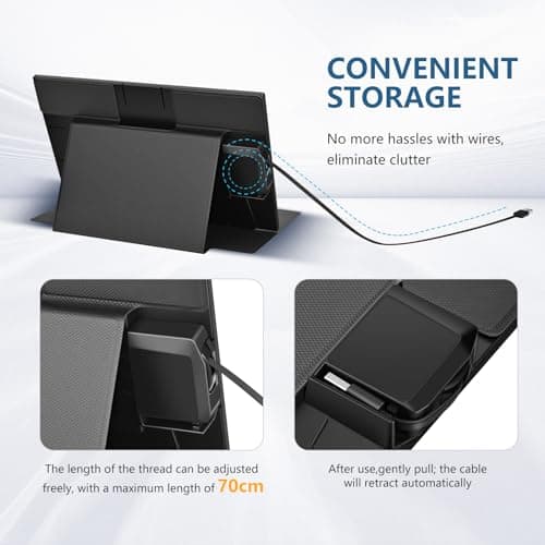 G-STORY Portable Monitor 14 Inch FHD 1080P IPS USB-C,USB-A Laptop Monitor with Adjustable and Hidden Cable Design，Extender Display with Smart Cover for Laptop PC MAC Perfect for Travel 8