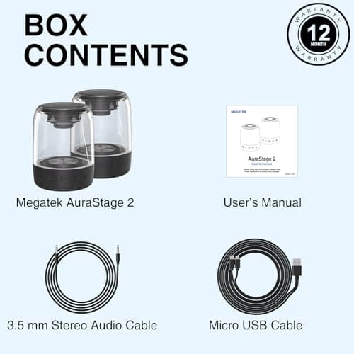 MEGATEK Portable Bluetooth Speakers (2-Pack) – True Wireless Stereo (TWS) Pair, Vibrant LED Lights, 360° HD Sound, 12-Hour Playtime, IPX5 Waterproof – Perfect for Home, Parties, Outdoors, and Travel 9
