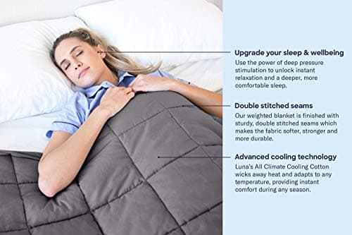 Luna Adult Weighted Blanket - 15 Lbs - 48x72 - Full Size Bed - 100% Oeko-Tex Cooling Cotton & Premium Glass Beads - USA Designed - Heavy Cool Weight for Hot & Cold Sleepers - Quatrefoil Silver - Grey 6