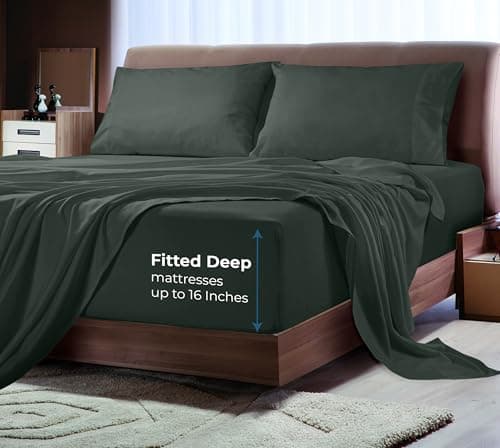 Royale Linen Bamboo Viscose Fitted Sheet King Only - Cooling King Size Fitted Sheets - Deep Pocket Up to 16" - Organic Viscose Derived from Bamboo - Breathable & Silky Bottom Sheet (78x80 Inch, Grey) 5