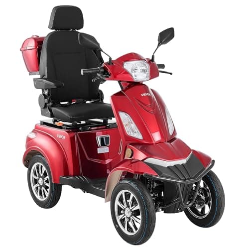 VEVOR Heavy Duty 4-Wheel Mobility Scooter, Powerful 1000W Brushless Motor, 500 lbs Capacity, 21.5 Miles Long Range, All Terrain Mobility Scooter with Lockable Trunk for Seniors & Adults 9