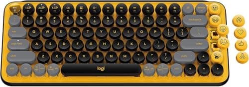 Logitech POP Keys Mechanical Wireless Keyboard with Customizable Emoji, Durable Compact Design, Bluetooth or USB Connectivity, Multi-Device, OS Compatible - Blast Yellow