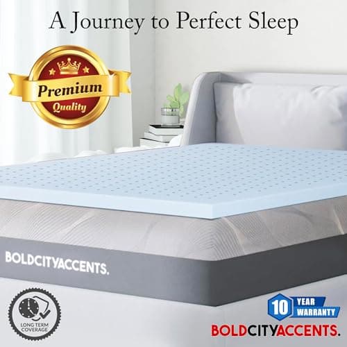 Bold City Accents Memory Foam Mattress Topper - 3 Inch Gel Infused Medium Soft Twin XL Bedding Pad - Cooling Mattress Topper Twin XL, CertiPUR-US Certified 5