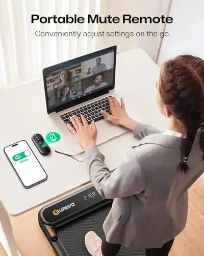 UREVO Smart 2-in-1 Folding Treadmill, Compact Walking Pad with Safety Handle, Plug and Play, Dual LED Display, Workout APP, Walking or Running for Home Office, Remote Included 7