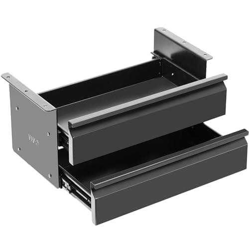 VIVO 16 inch Slide Out Dual Tier Desk Drawer, Under Desk 2 Layer Storage, Black, DESK-DR02