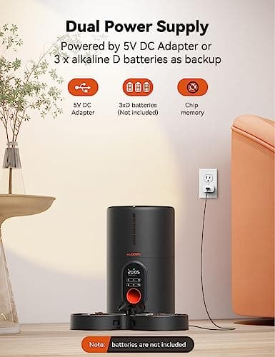 WOPET Automatic Cat Feeders 2 Cats - Timed Cat Feeder with Stainless Steel Bowl, Programmable 1-6 Meals Control, Dual Power Supply, Automatic Pet Feeder for Dogs and Cats 5