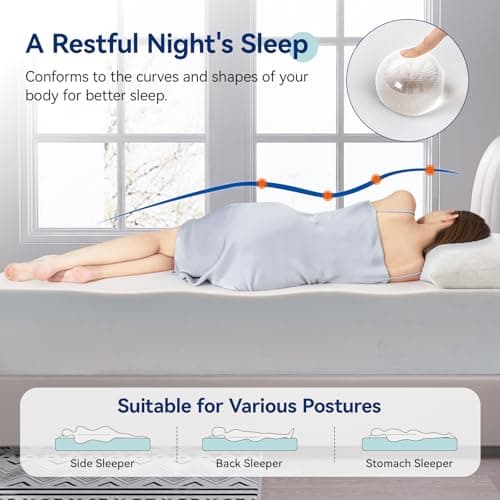 Amazon Basics Breathable Memory Foam Mattress, Soft Plush Feel, 12 Inch, Full, White/Grey 5