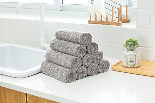 Microfiber Dish Towels - Soft, Super Absorbent and Lint Free Kitchen Towels - 8 Pack (Lattice Designed Gray Colors) - 26 x 18 Inch 6