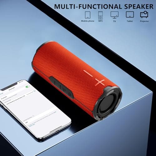 BYANDBY Bluetooth Speaker with IPX5 Waterproof 2 Portable, Long Playtime, Wireless Stereo Pairing, 12W Stereo Sound, BT 5.3, Bassup, Electronics for Home, Shower, Outdoors, Travel(Red) 6