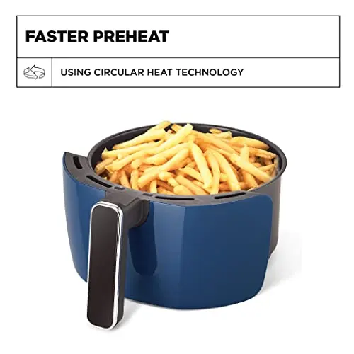 Crux 3.7QT Manual Air Fryer, Faster Pre-Heat, No-Oil Frying, Fast Healthy Evenly Cooked Meal Every Time, Dishwasher Safe Non Stick Pan and Crisping Tray for Easy Clean Up, Stainless Steel/Blue 6