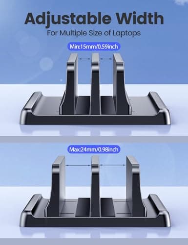 Vaydeer Vertical Laptop Stand for Desk,Dual Slots Plastic Laptop Holder with Space Saving 4-in-1 Design,Adjustable Laptop Organizer Storage Supports for MacBook,Mac,HP,Dell,Microsoft Surface,Lenovo 8