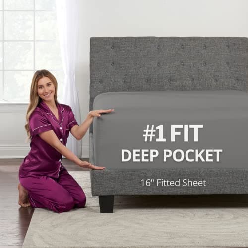 DeaLuxe Fitted Sheet 16" - Medium Gray King 16"