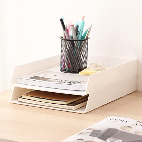 Mr. Pen- Letter Tray Desk Organizer, Plastic, 2 Pack, White File Organizer for Desk, Paper Organizer for Desk, Paper Holder for Desk, White Desk Organizer, Paper Tray Organizer, Office Desk Organizers 9