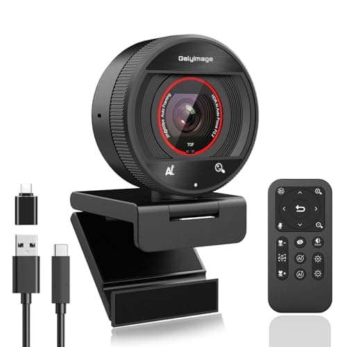 Galyimage 2K Webcam for pc with AI,Web Camera/8X Digital Zoom Computer Camera with USB 3.0/HDR/Dual Noise-Cancelling Mics，Zoom/Teams/Skype/Facetime/Meeting