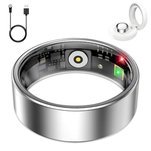 Smart Ring for Women Men, Sleep Tracker Ring, Waterproof Fitness Tracker Health Rings with Heart Rate Monitoring, Blood Oxygen, Stress Distance Calories Steps Tracking, No Subscription Fee(Silver, #8)
