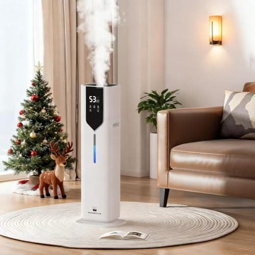 10L/2.6Gal Smart Humidifiers for Bedroom Large Room up to 600ft², 100H Runtime Cool Mist Top Fill, Ultra Quiet 30dB, Auto Control, Essential Oil Tray, Perfect for Bedroom, Office, Baby, White
