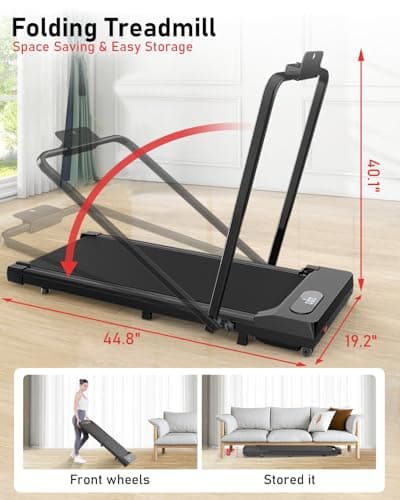 Walking Pad Treadmill - 2.5HP Low Noise Walking Pad with Incline, Small Desk Treadmill with 320LBS Capacity, Portable Compact Treadmills for Home Office, Remote Control & LED Display (Black) 5