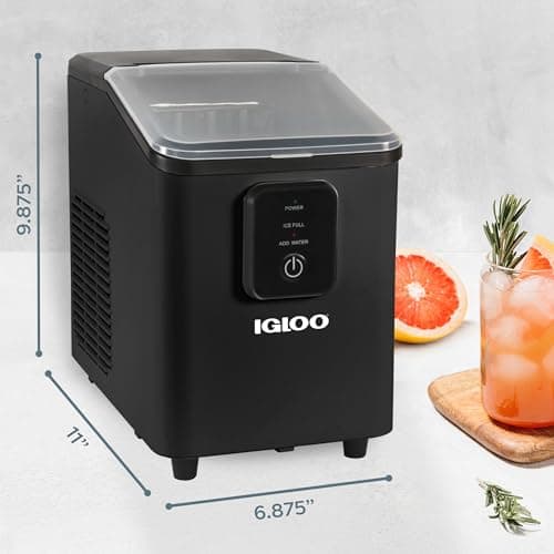 Igloo Portable Ice Maker with Scoop & Basket- Ice Maker with LED Control Panel & 1.5 Quart Water Tank-Ice Cube Maker Produces 26 Lbs. of Ice in 24 Hours With 8 Large or Small Cubes In 7 Minutes- Black 9